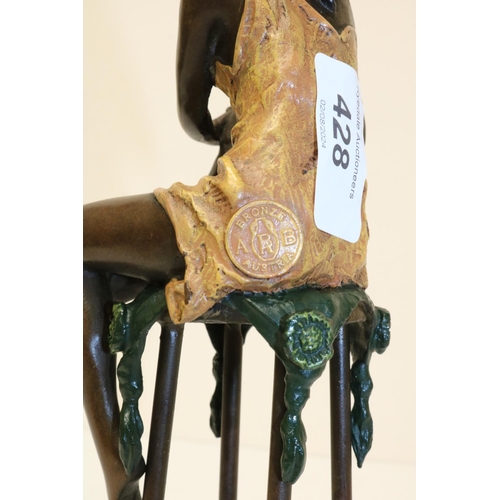 428 - After Pierre Collinet, Art Deco style bronze modelled as a female figure seated upon a chair, H26.5c... 