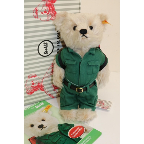 477 - Steiff Danbury Mint teddy bear 'The First Responder', cream mohair, H26cm, with box - sale benefits ... 