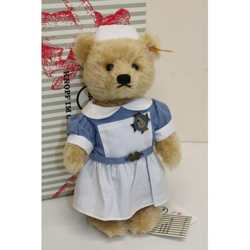 479 - Steiff Danbury Mint teddy bear 'The Bear Who Cares', H26cm, with box - sale benefits children's bed ... 