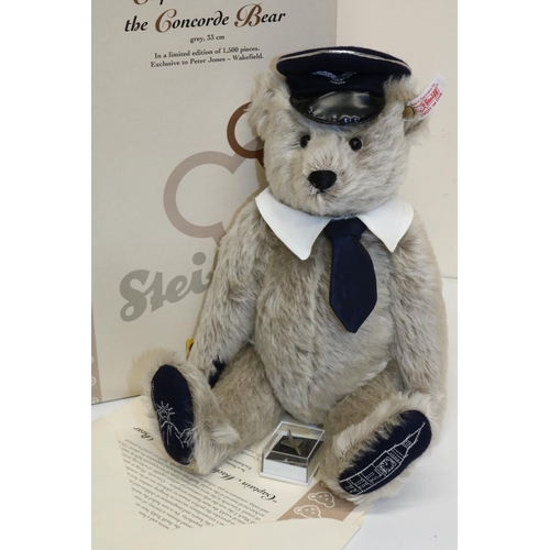 480 - Steiff teddy bear 'Captain Mach the Concorde Bear', limited edition of 1,500, grey mohair, H33cm, wi... 