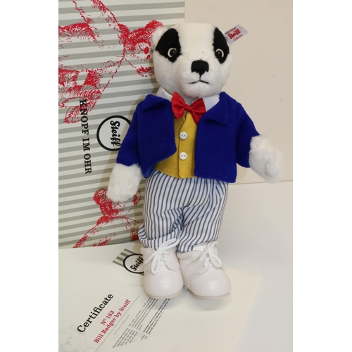 487 - Steiff Danbury Mint soft toy 'Bill Badger' (Rupert the Bear), limited edition of 5,000, H29cm, with ... 