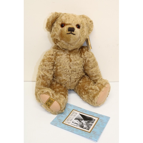 493 - Merrythought teddy bear 'Christopher Robin's Bear', blonde mohair, H36cm, with booklet and certifica... 