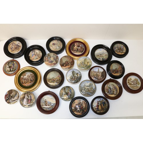 431 - Large collection of 19th century transfer printed prattware pot lids incl. 'Lobster Sauce', 'Hauling... 