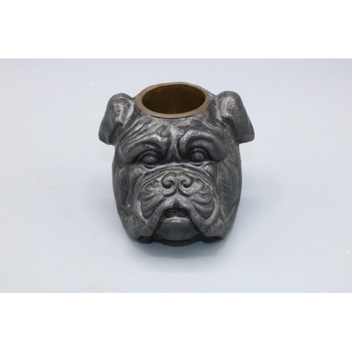 120 - Victorian spelter match striker, in the form of a bulldog's head, H6cm