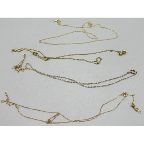 100 - Yellow metal gold chains, some stamped 375, 4.83g