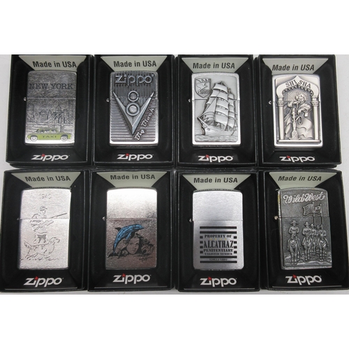 660 - Zippo lighter, 80P036 207 Planeta New York; 2000036 Shi Sha; 2.003.248 V8 Zippo; 1300177 Gorch Fock ... 