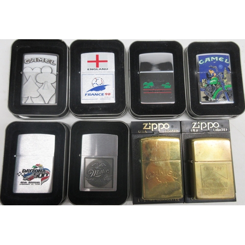 667 - Zippo lighter, 200ISC 235 Daytona 500 DTNA 500 '98; 200MB 395  Miller Brewing and six other lighters