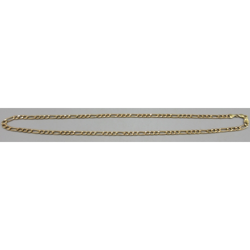 90 - 14ct yellow gold chain link necklace, stamped 585, L533.5cm, 10.41g