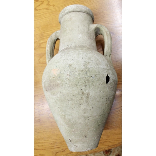 552 - Large ceramic olive oil jug and a cooking pot with significant signs of restoration