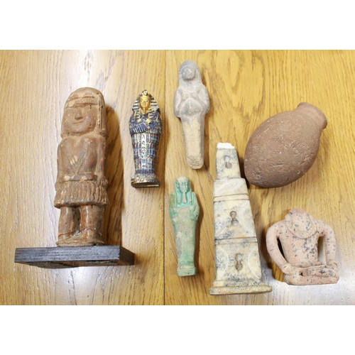 553 - Collection of ceramic figures and modern reproduction Egyptian items