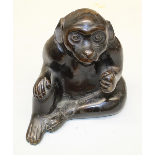 555 - Hollow cast bronze monkey figure