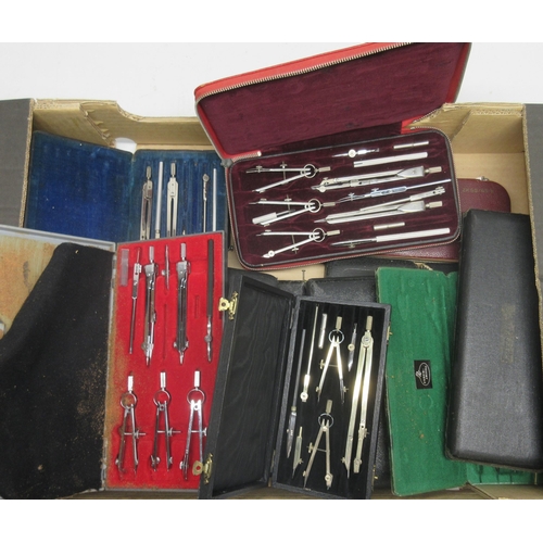 439 - Jakar cased chrome plated set of drawing instruments; other sets drawing instruments from the early ... 