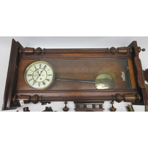 580 - Gustav Becker, late 19th Century walnut 8 day Vienna wall clock, full length glazed door flanked by ... 