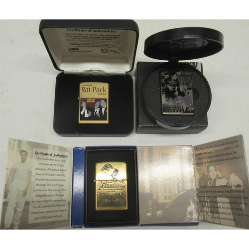 674 - Zippo lighter 21224 Elvis Graceland 50th Anniversary 3550/5000; Zippo lighter The Ultimate Rat Pack ... 