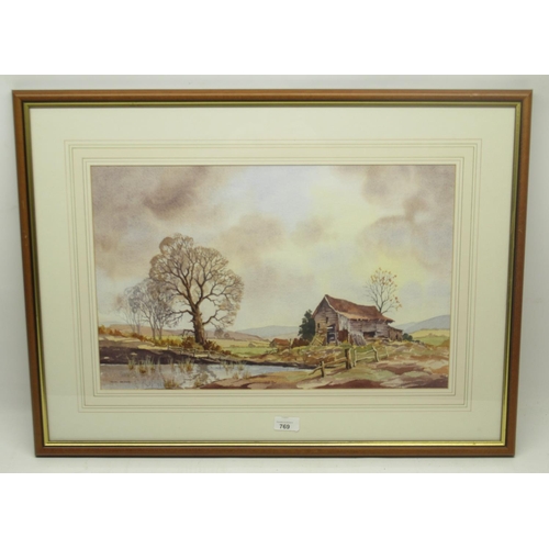 769 - Jack Green (British 20th Century); 'The Old Barn' watercolour, signed, titled on Laing Collection Ar... 