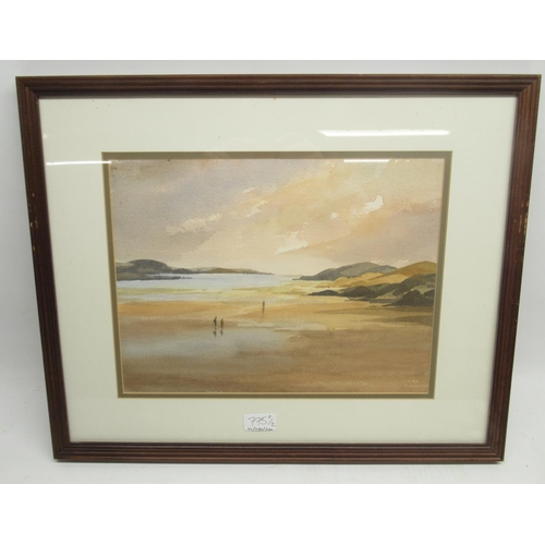 775 - Jack Green (British 20th century); Beach scenes with figures, pair of watercolours, one signed, 25cm... 