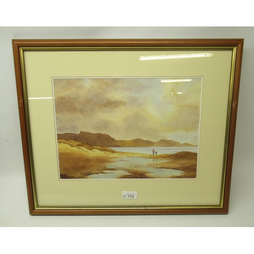 775 - Jack Green (British 20th century); Beach scenes with figures, pair of watercolours, one signed, 25cm... 