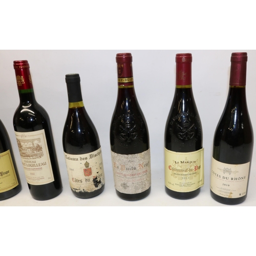 134 - Collection of French red wine: Chateauneuf du Pape 2005 x2, 2001, 2011; Bouchard Pere & Fils 2016 Fl... 