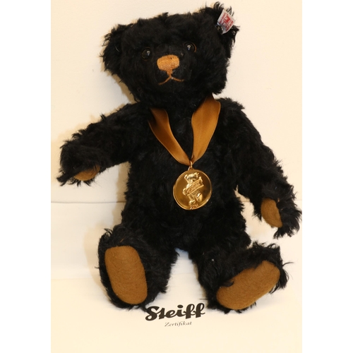 307 - Steiff Danbury Mint teddy bear 'Bear of the Year 2014', black mohair, H31cm, with certificate