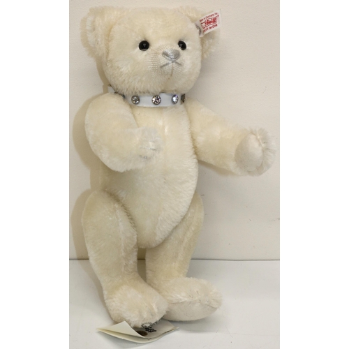 308 - Steiff teddy bear 'Krystal', white, with Swarovski crystal collar, H26cm