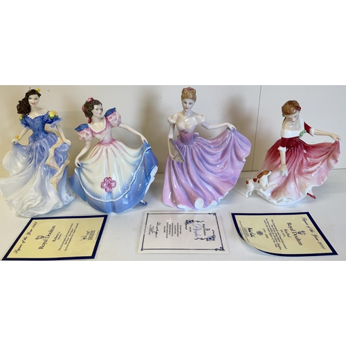 383 - Royal Doulton figures: My Best Friend HN3011, Rachel HN3976, Angela HN3419, and Rebecca HN4041, last... 