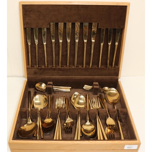 497 - Canteen of Eurasco Hexagon Thai bronze cutlery for six persons, c1970s