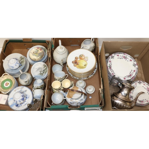 499 - Various ceramics incl. Japanese eggshell teaware, Burleigh Ware Orient plates, Walker and Hall silve... 