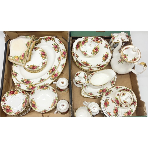 587 - Collection of Royal Albert Country Roses coffee and dinner service items, decorative items, and a ma... 