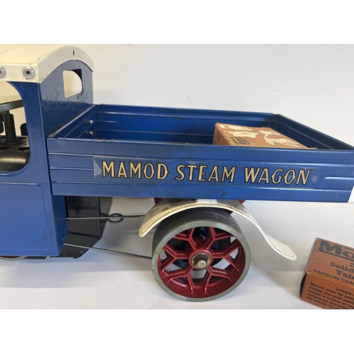 590 - Mamod SW1 ‘Steam Wagon’ live steam, in blue and red livery, L40cm