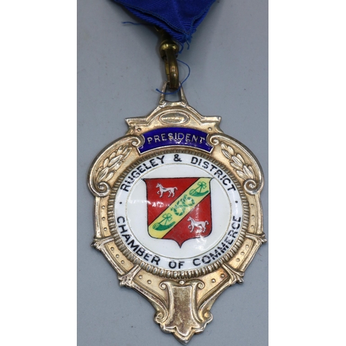 600 - Rugeley & District Chamber of Commerce silver and enamel medal with twenty-eight silver gilt clasps ... 