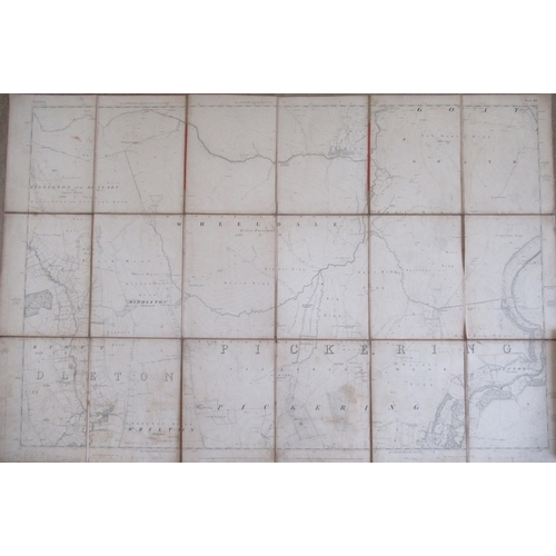 227 - Victorian linen backed folding Ordnance Survey map of Wheldale, sheet 60 pub.1854 And English Villag... 