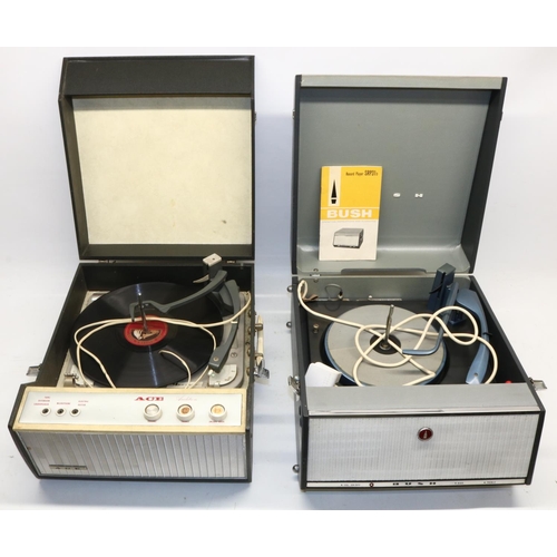 309 - Two portable record players: Bush model SRP31D, with booklet, and an Ace Audition model (2)