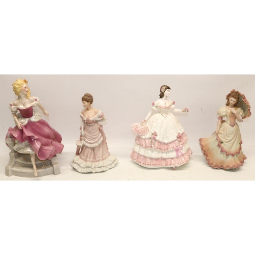 379 - Franklin Mint figure Cinderella designed by Gerda Neubacher; and three Coalport figures: Montpellier... 