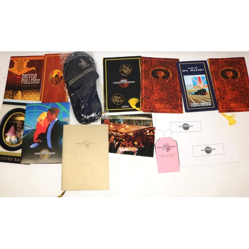 584 - Various memorabilia and ephemera relating to Venice Simplon Orient Express, incl. slippers, badges m... 