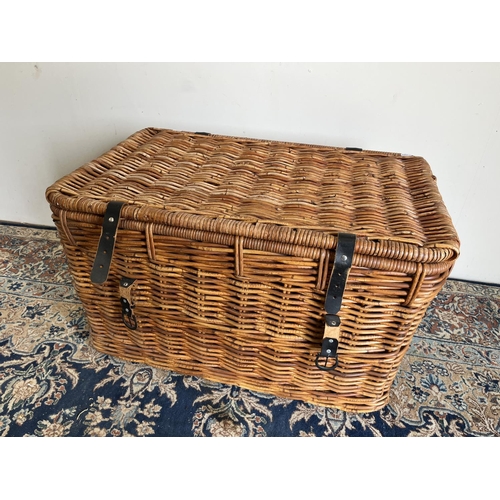 737 - Ikea Bastant wicker laundry basket, W77cm