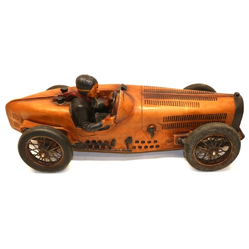 592 - Large modern resin model of an early 20th century racing car, L70cm