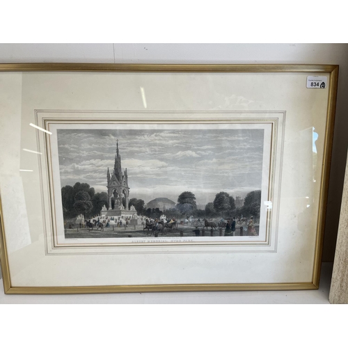 834 - The Dennis Taylor Collection, Albert Memorial, Hyde Park, 19th Century hand coloured engraving publi... 