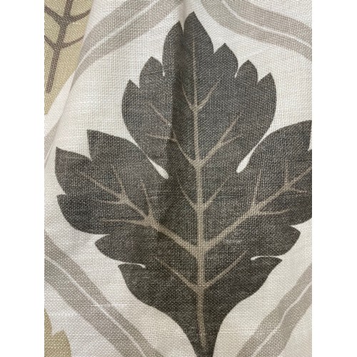 334 - Pair of Jane Churchill curtains, linen mix fabric, decorated with leaves in earth tones, 75 x 288cm ... 