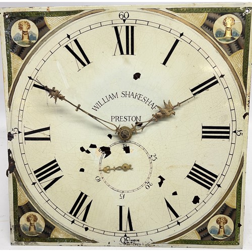 579 - William Shakeshaft Preston, 19th Century 30 hour longcase clock movement, signed painted 14