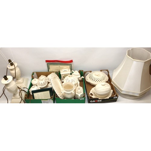 445 - Collection of Royal Creamware decorative ceramics, incl. two table lamps