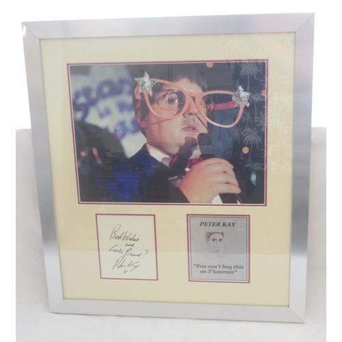 863 - Framed Peter Kay signed montage, with COA from A Sign of the Times, 57.1cm x 65cm