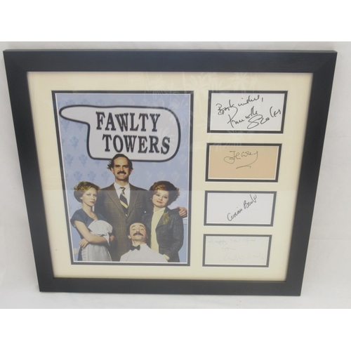 865 - Fawlty Towers multi-signature framed montage with signatures from John Cleese, Prunella Scales, Andr... 