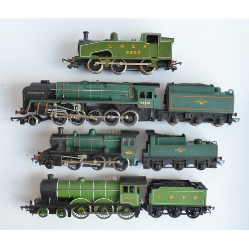 13 - Seven boxed previously run OO gauge electric steam train models, mostly Hornby to include Hornby R34... 