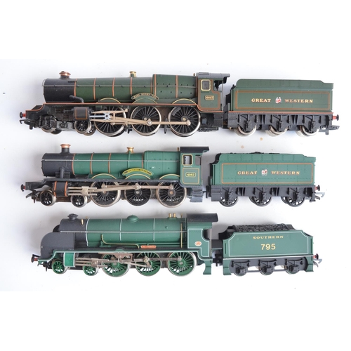 13 - Seven boxed previously run OO gauge electric steam train models, mostly Hornby to include Hornby R34... 