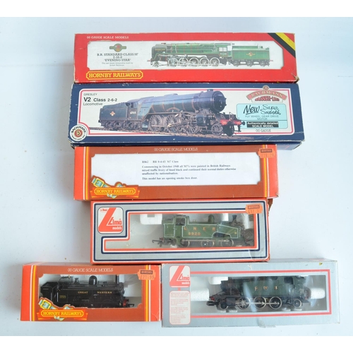 15 - Six boxed OO gauge electric steam train models, (various manufacturers) to include Hornby R065 BR 2-... 