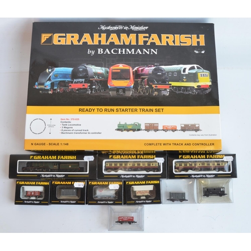 19 - Collection of N gauge railway models from Graham Farish/Bachmann, most with original boxes to includ... 