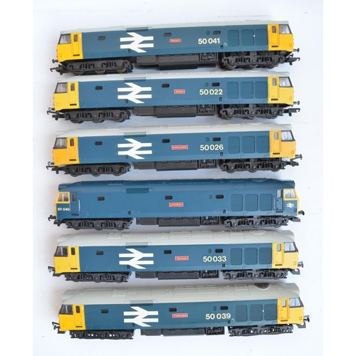 23 - Twelve previously run boxed OO gauge electric diesel Class 50 locomotive train models from Lima, mos... 