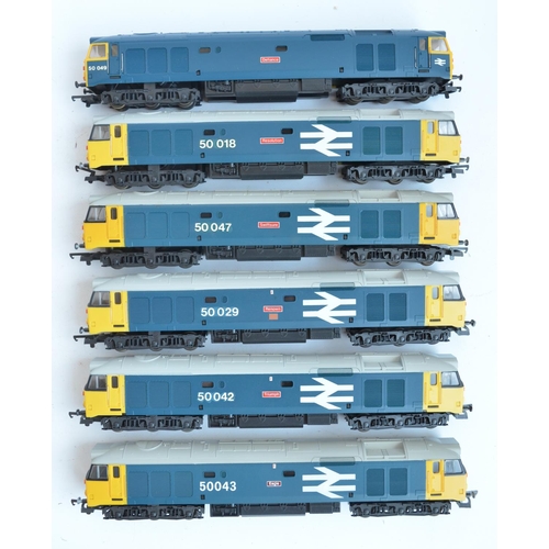 23 - Twelve previously run boxed OO gauge electric diesel Class 50 locomotive train models from Lima, mos... 