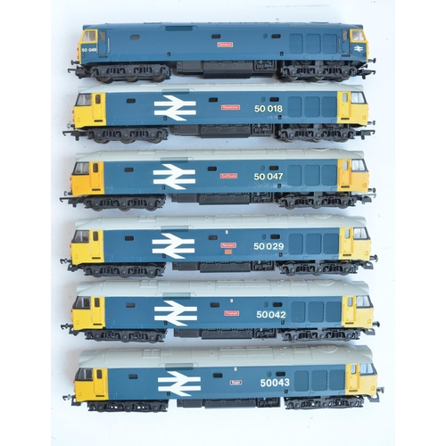 23 - Twelve previously run boxed OO gauge electric diesel Class 50 locomotive train models from Lima, mos... 