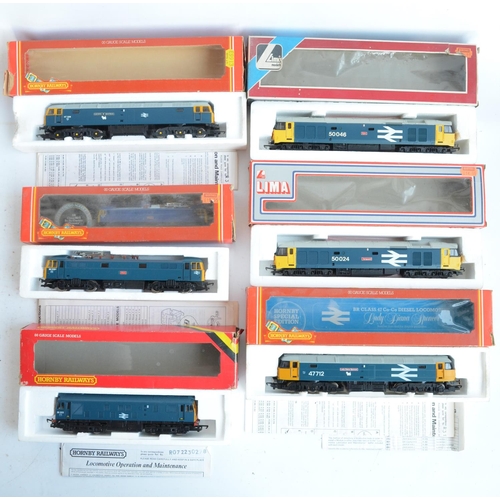 24 - Twelve previously run boxed OO gauge electric diesel locomotive train models (3x Class 25, 2x Class ... 